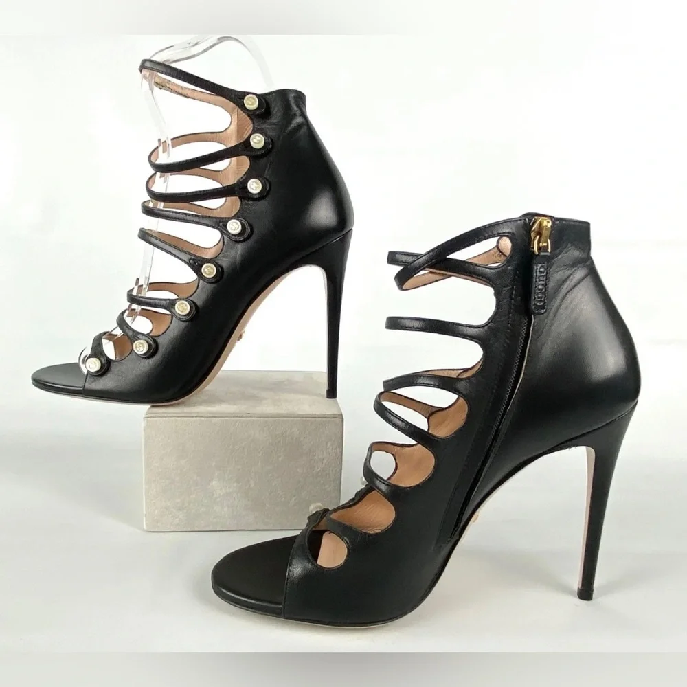 GUCCI ANETA CAGED BOOTIES w GG BUTTONS - Picture 5 of 16